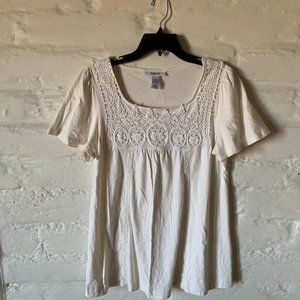Not for Sale-Donated 11/30/22 Ladies Style & Co Short Sleeved Cream Top Large